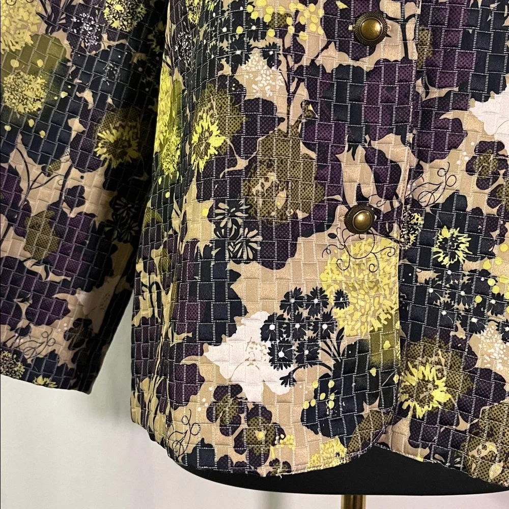Christopher & Banks Multicolor Floral Print 3/4 Sleeve Button Front Jacket - Picture 8 of 16